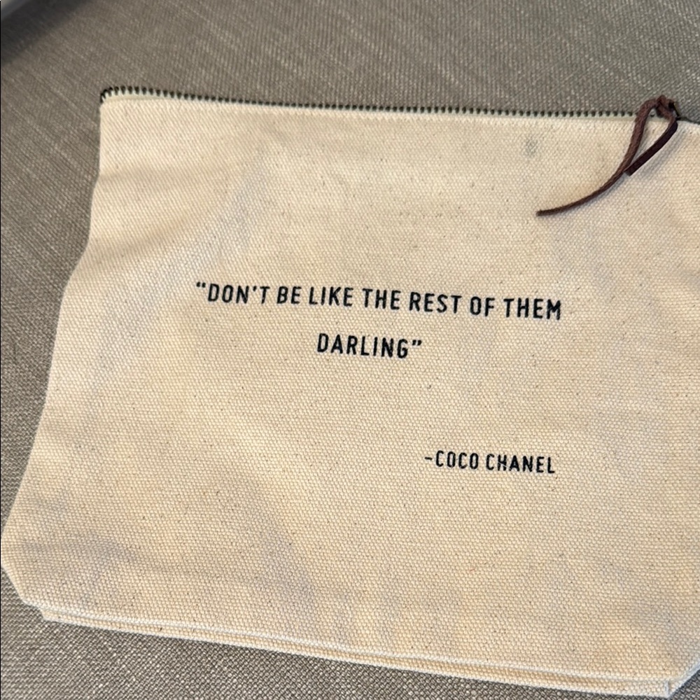 Coco Chanel Canvas Pouch with Quote